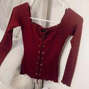 Burgundy top (Off shoulder) Size M